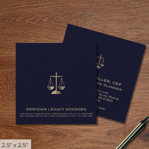 Square Legal Justice Scale Logo Business Card Quadratische Visitenkarte