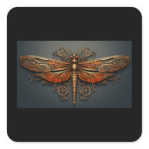 Square Metal Dragonfly Sticker