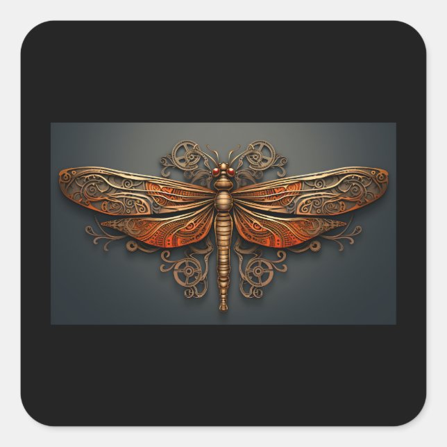 Square Metal Dragonfly Sticker (Vorderseite)