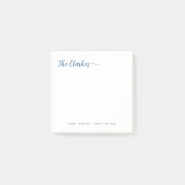 Square Minimalist Navy Blue Family Stationery  Post-it Klebezettel