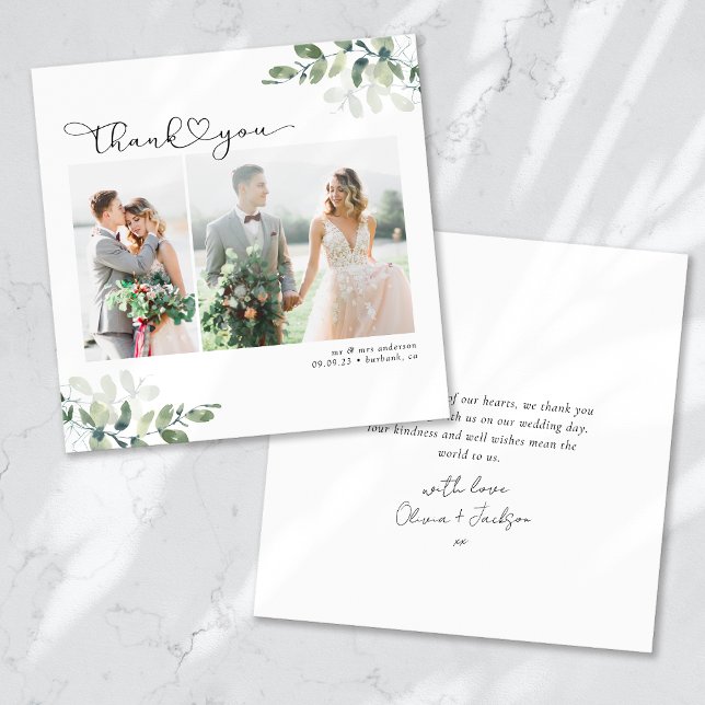 Square Minimalistisch Foto Wedding Dankeschön Card Dankeskarte (Von Creator hochgeladen)