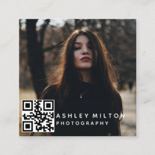Square Modern Fotografy Business Card mit QR Co Quadratische Visitenkarte