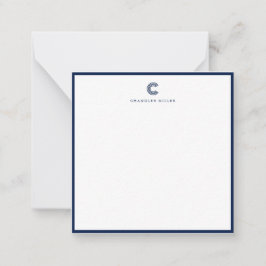Square Modern Navy Blue Border Custom Stationery Mitteilungskarte