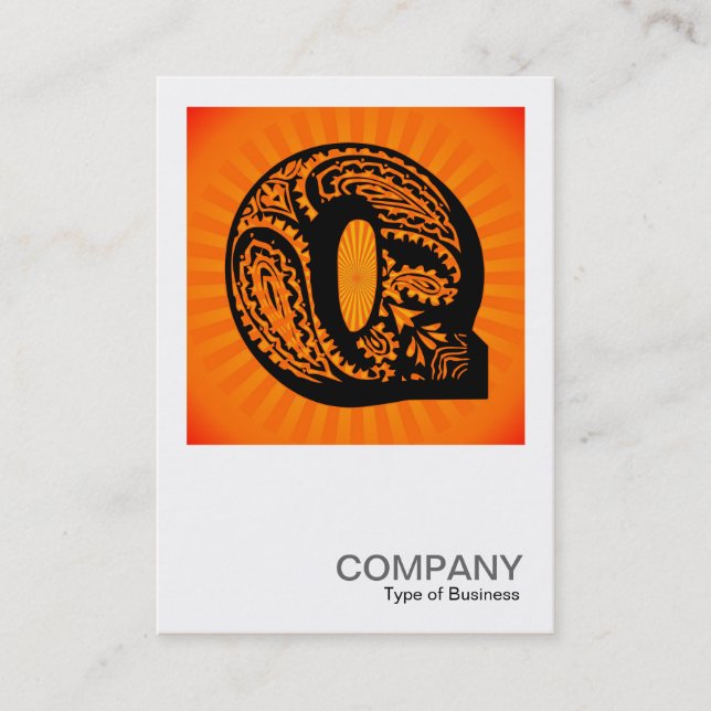 Square Monogram - Paisley Sunburst - Q Visitenkarte (Vorderseite)