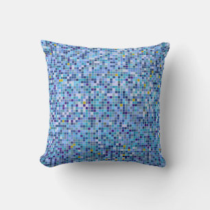 Square Mosaik Blau Töne Fliesenmuster Kissen