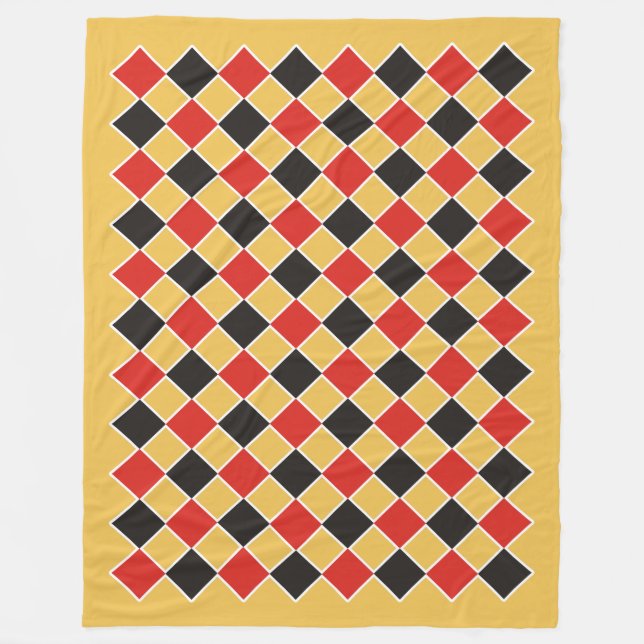 SQUARE-Muster - schwarz, rot, weiß + Ihr Hintergru Fleecedecke (Vorderseite)