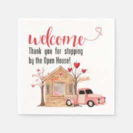 Square Napkins - Open House Valentines Truck Serviette