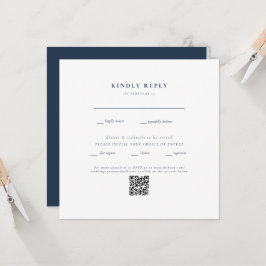 Square Navy & White Wedding QR Code II UAWG