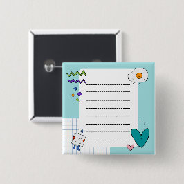 Square Niedlich Doodle Cartoon Membernotes Button