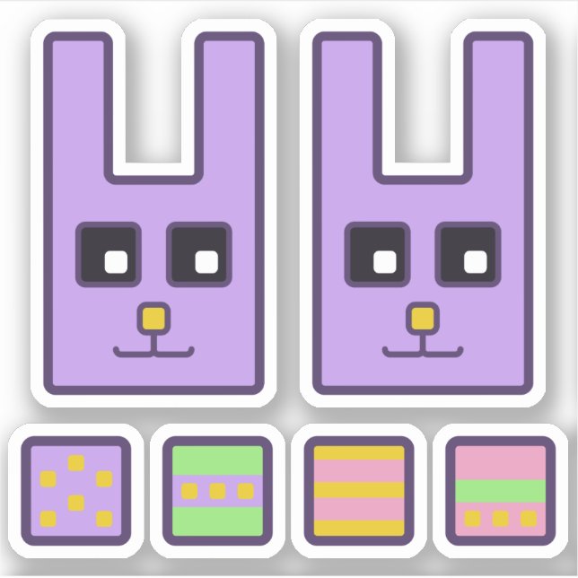 Square Oaster Bunny Vinyl Stickers Aufkleber (Vorderseite)