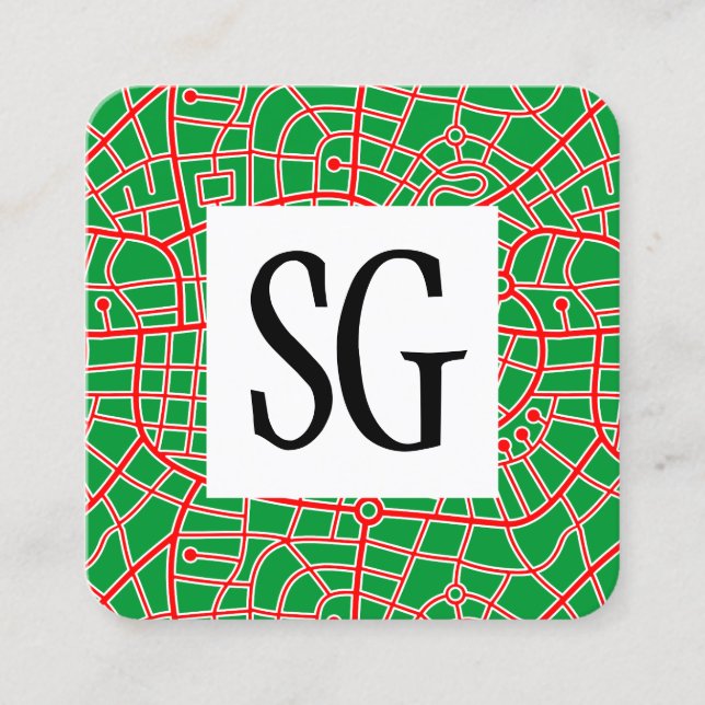 Square Panel - Initials - Kartenmuster 030520 Quadratische Visitenkarte (Vorderseite)