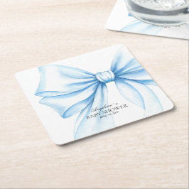 Square Paper Coaster for baby shower. Rechteckiger Pappuntersetzer