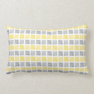 Square Pattern Gelb & Grau Lumbar Pillow Lendenkissen