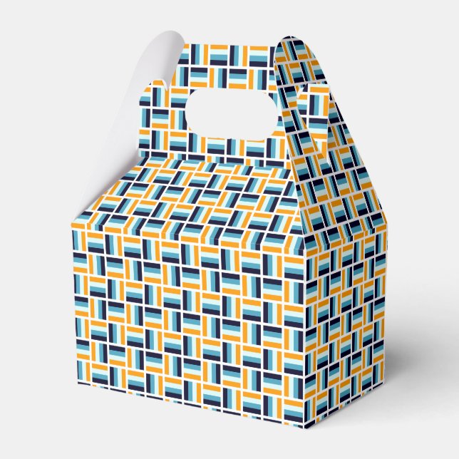 Square Pattern - Gold und Blau Geschenkschachtel (Vorderseite)