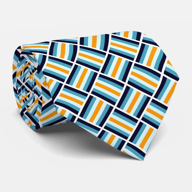 Square Pattern - Gold und Blau Krawatte (Gerollt)