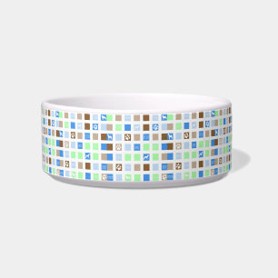 Square Pattern Silhouette Paw Words Dog Napf