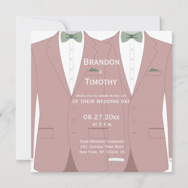 Square Pink Gay Wedings Invites Einladung (Vorderseite)