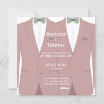 Square Pink Gay Wedings Invites