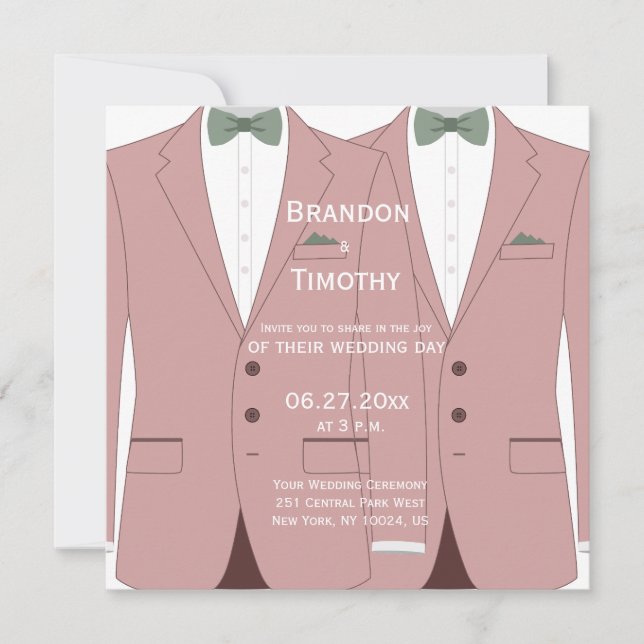 Square Pink Gay Wedings Invites Einladung (Vorderseite)