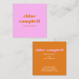 Square Pink & Orange, farbenfroh & kreativ, modern Quadratische Visitenkarte