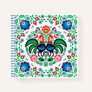 Square Polish Rooster Pattern Notizbuch