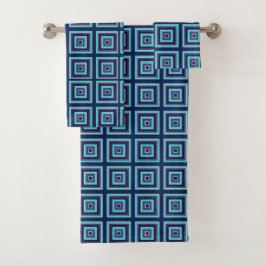Square Prismen Navy Türkis Lila Green White Badhandtuch Set