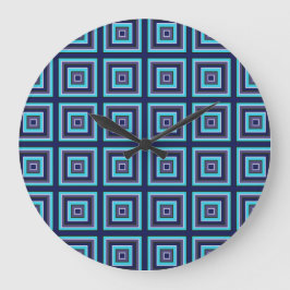 Square Prismen Navy Türkis Lila Green White Große Wanduhr