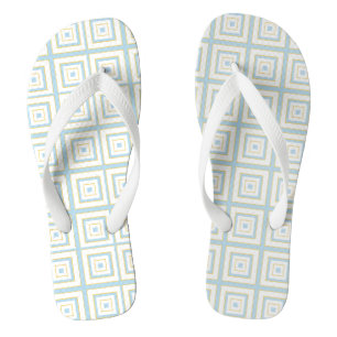 Square Prisms Duck Egg Blue Gold White Gray Flip Flops