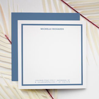 Square Professional Dusty Blue Border Stationery Mitteilungskarte