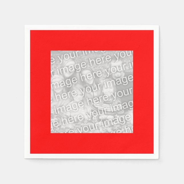 Square Red Border Foto Serviette (Vorderseite)