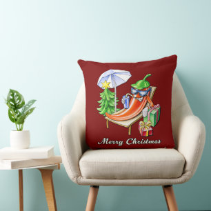 Square Red Merry Christmas Chili Zeichnend Kunst Kissen