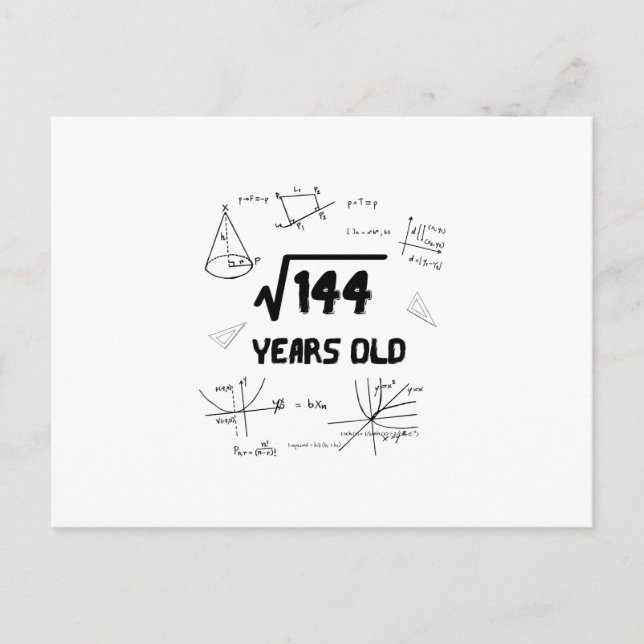 Square Root of 144 12 th Birthday Postkarte (Vorderseite)
