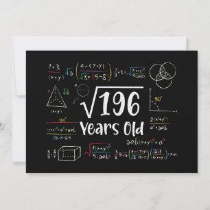 Square Root of 196 14. Geburtstag 14 Jahre Alte Ge Einladung