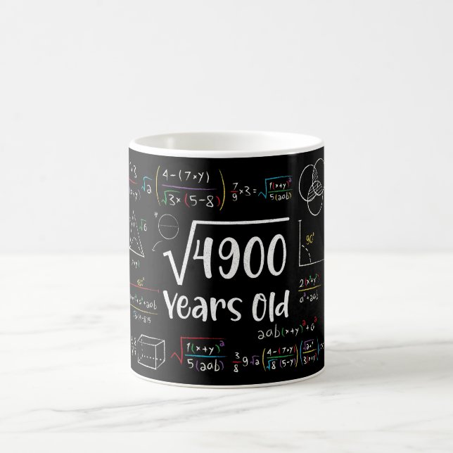 Square Root of 4900 70th Birthday 70 Year Old Gift Kaffeetasse (Mittel)