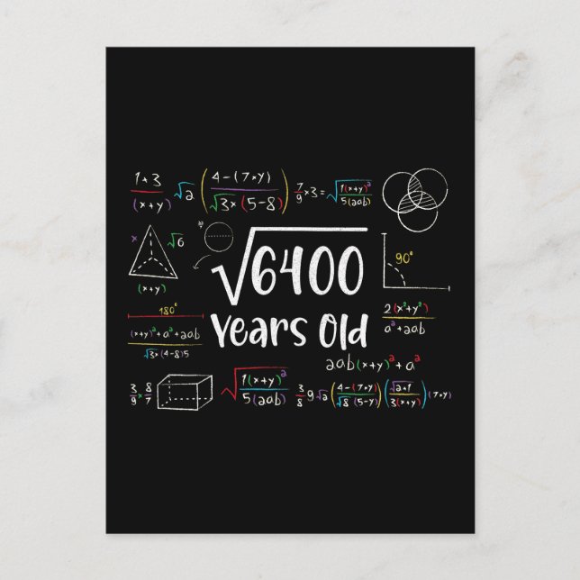 Square Root of 6400 80th Birthday 80 Year Old Gift Postkarte (Vorderseite)