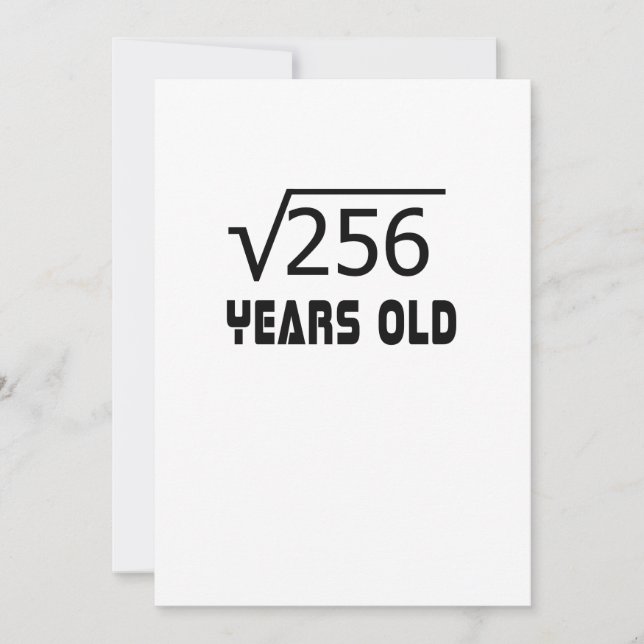 Square Root von 256 16 Jahren alt 16. Geburtstag Karte (Vorderseite)
