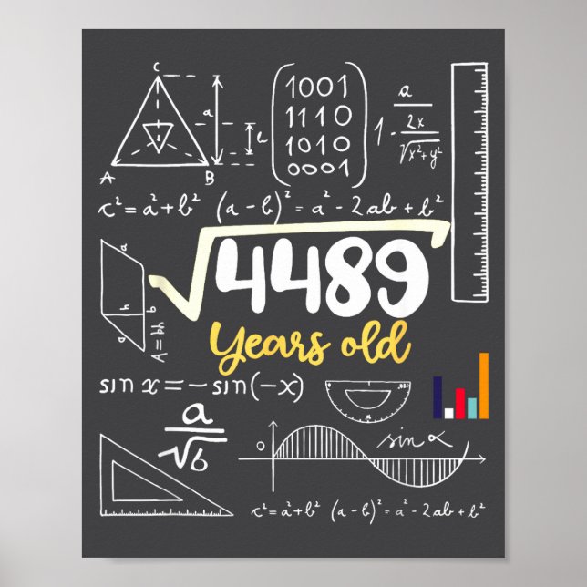 Square Root Years Old Seven Teacher 67 Six 7 6 Hum Poster (Vorne)