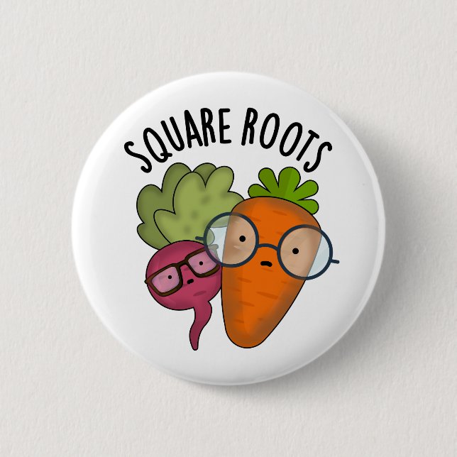 Square Roots Funny Math Pun Button (Vorderseite)