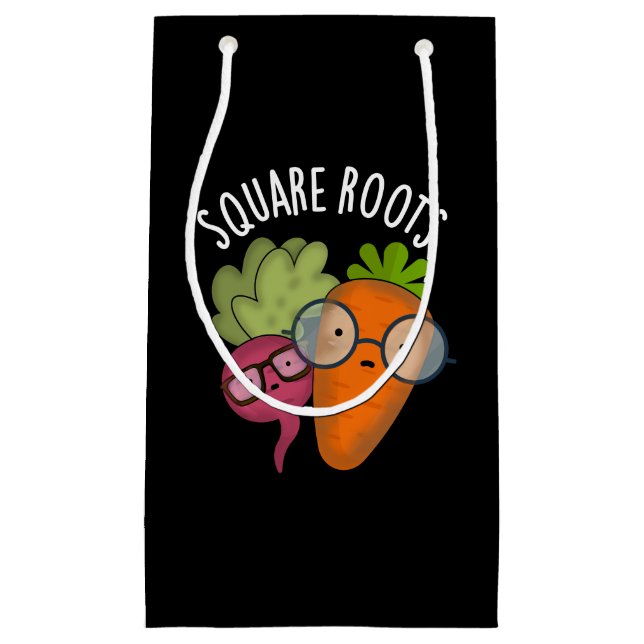 Square Roots Funny Math Pun Dark BG Kleine Geschenktüte (Vorderseite)