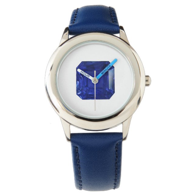 Square Sapphire Gemstone Blue Armbanduhr (Vorderseite)