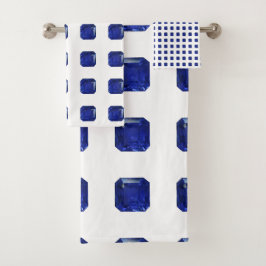 Square Sapphire Gemstone Blue Badhandtuch Set