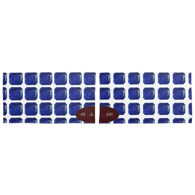 Square Sapphire Gemstone Blue Kissenbezug (Vorderseite-Set)