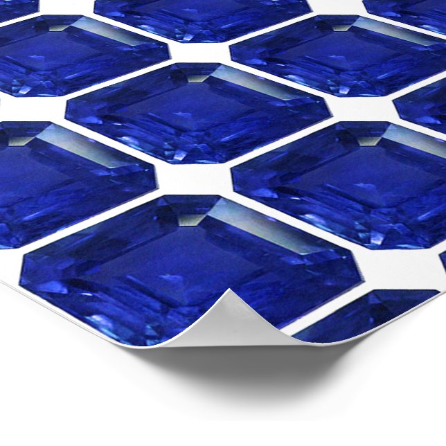 Square Sapphire Gemstone Blue Poster (Ecke)