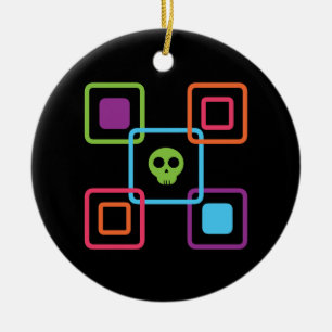 Square Skull Keramik Ornament