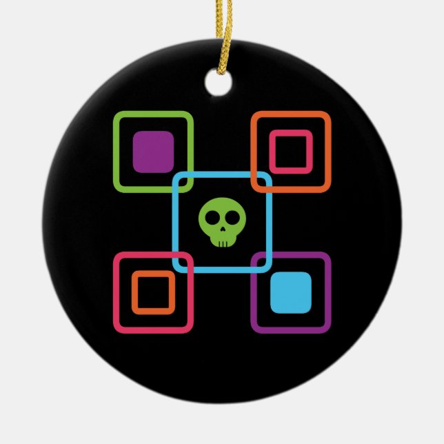 Square Skull Keramik Ornament (Vorne)
