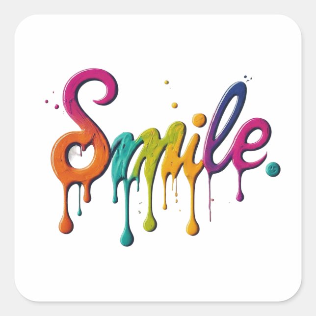 Square Smile Design Quadratischer Aufkleber (Vorderseite)