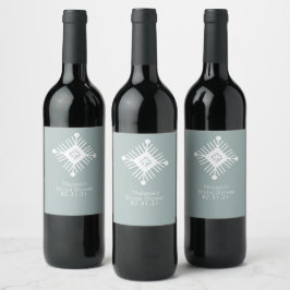 Square Snowflake Hand Drawn Frohe Weihnachten Wint Weinetikett