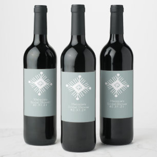 Square Snowflake Hand Drawn Frohe Weihnachten Wint Weinetikett