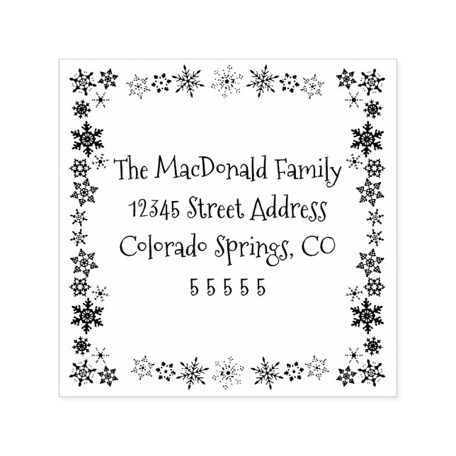 Square Snowflakes - Self-Inking Address Briefmarke Permastempel (Design)