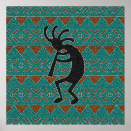 Square Southwest Kokopelli Design Poster
